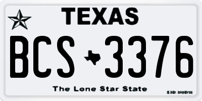 TX license plate BCS3376