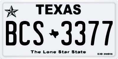 TX license plate BCS3377