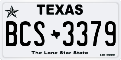 TX license plate BCS3379