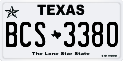 TX license plate BCS3380