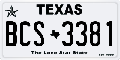TX license plate BCS3381