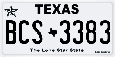 TX license plate BCS3383