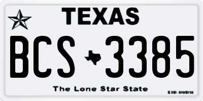 TX license plate BCS3385