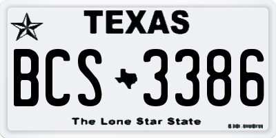 TX license plate BCS3386