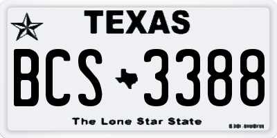 TX license plate BCS3388