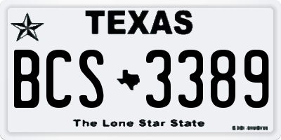 TX license plate BCS3389