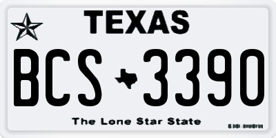 TX license plate BCS3390