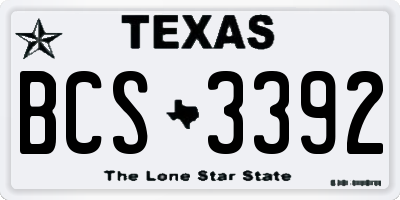TX license plate BCS3392