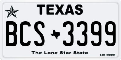 TX license plate BCS3399