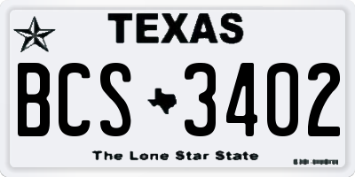 TX license plate BCS3402