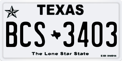 TX license plate BCS3403