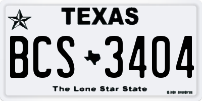 TX license plate BCS3404