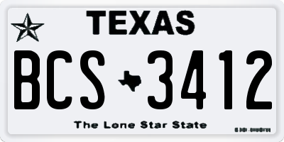 TX license plate BCS3412