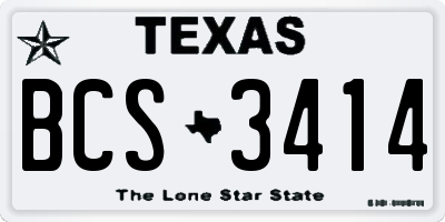 TX license plate BCS3414