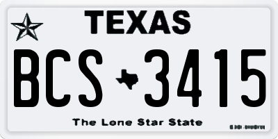 TX license plate BCS3415
