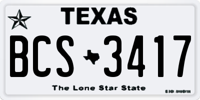 TX license plate BCS3417