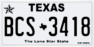 TX license plate BCS3418