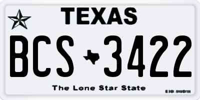 TX license plate BCS3422