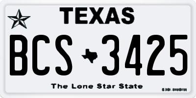 TX license plate BCS3425