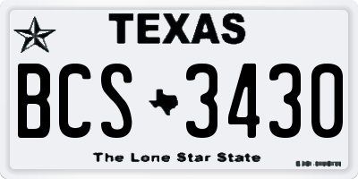 TX license plate BCS3430