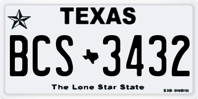 TX license plate BCS3432