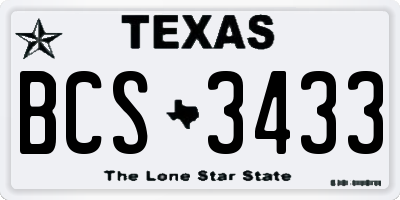 TX license plate BCS3433