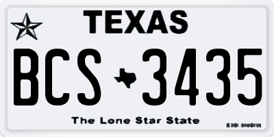 TX license plate BCS3435