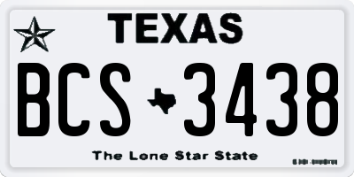 TX license plate BCS3438