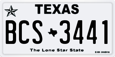 TX license plate BCS3441