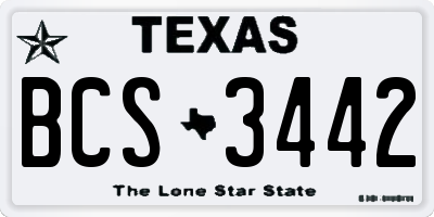 TX license plate BCS3442