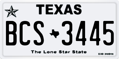 TX license plate BCS3445