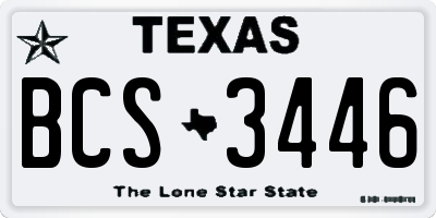 TX license plate BCS3446