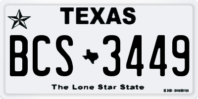 TX license plate BCS3449