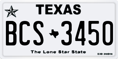 TX license plate BCS3450