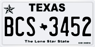 TX license plate BCS3452