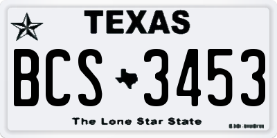 TX license plate BCS3453