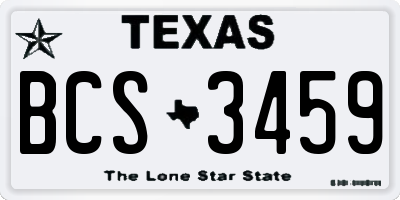 TX license plate BCS3459