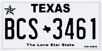 TX license plate BCS3461