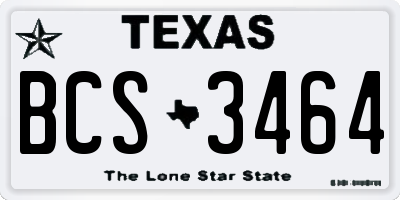 TX license plate BCS3464