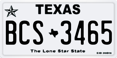 TX license plate BCS3465