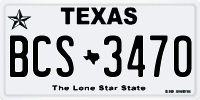 TX license plate BCS3470