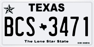 TX license plate BCS3471