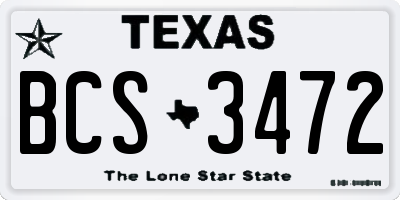 TX license plate BCS3472