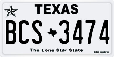 TX license plate BCS3474