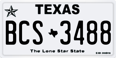 TX license plate BCS3488
