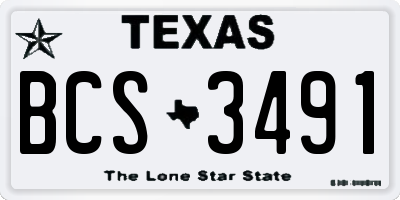 TX license plate BCS3491