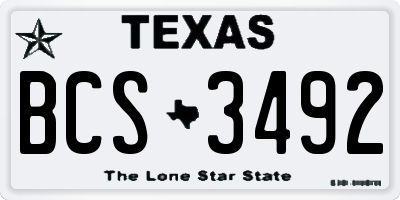 TX license plate BCS3492