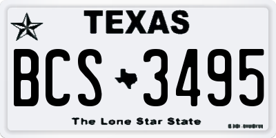 TX license plate BCS3495