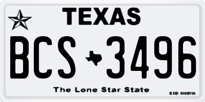 TX license plate BCS3496