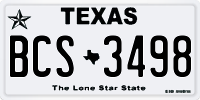 TX license plate BCS3498
